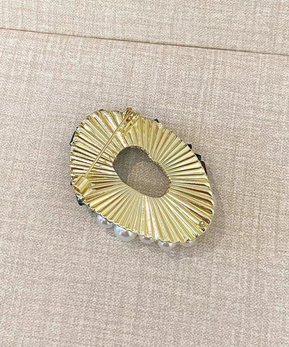 Green Copper Zircon Crystal Pearl Brooches