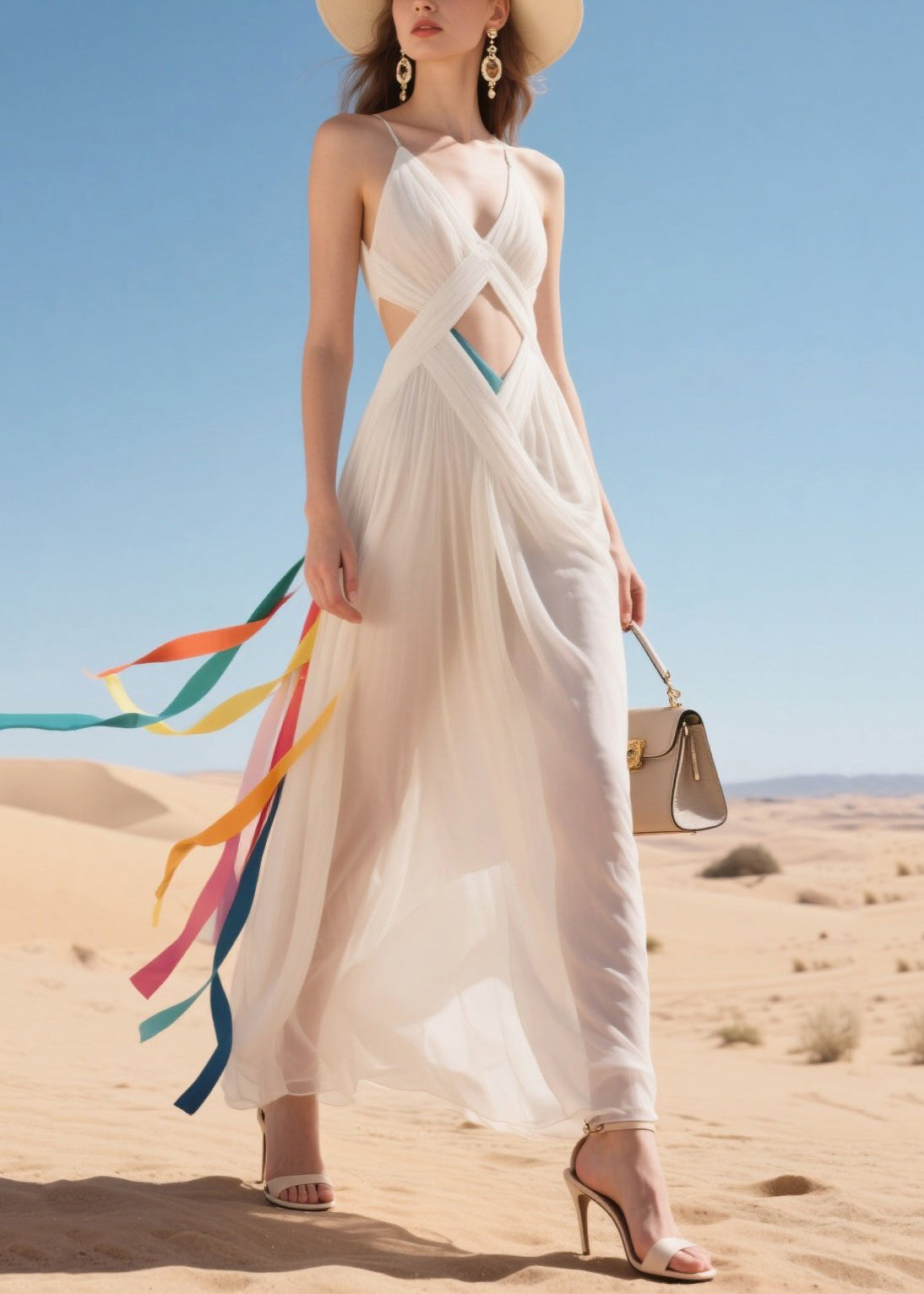 White Sheer Hollow Out Tulle Beach Dress Summer