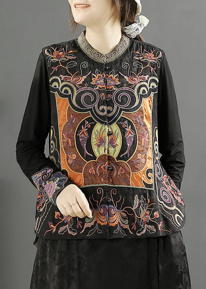 Green Collar Embroideried Wear on Both Sides Cotton Vest Fall