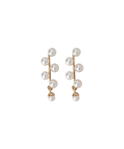 White Alloy Pearl Stud Earrings