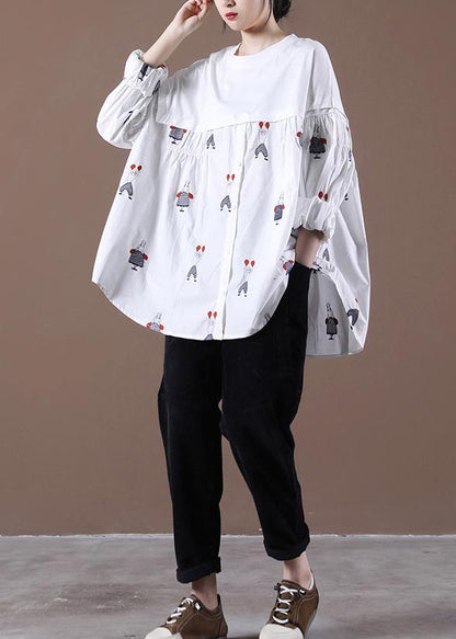 Embroidery Spring Tunic White Top