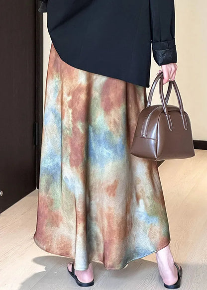 Gradient Color Tie Dye High Waist Skirt Fall