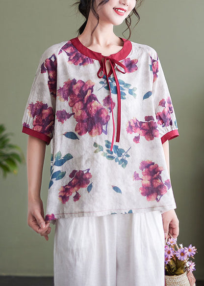 Green Print Clothes Ruffled Asymmetric Clothing Top