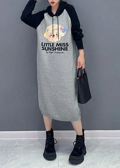 Pink Print Wrinkled Knit Maxi Sweater Dresses Long Sleeve