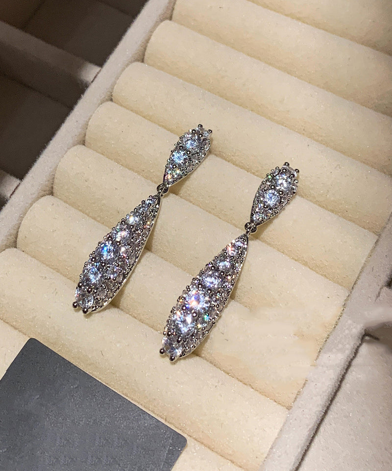 Sparkling Zircon Drop Earrings