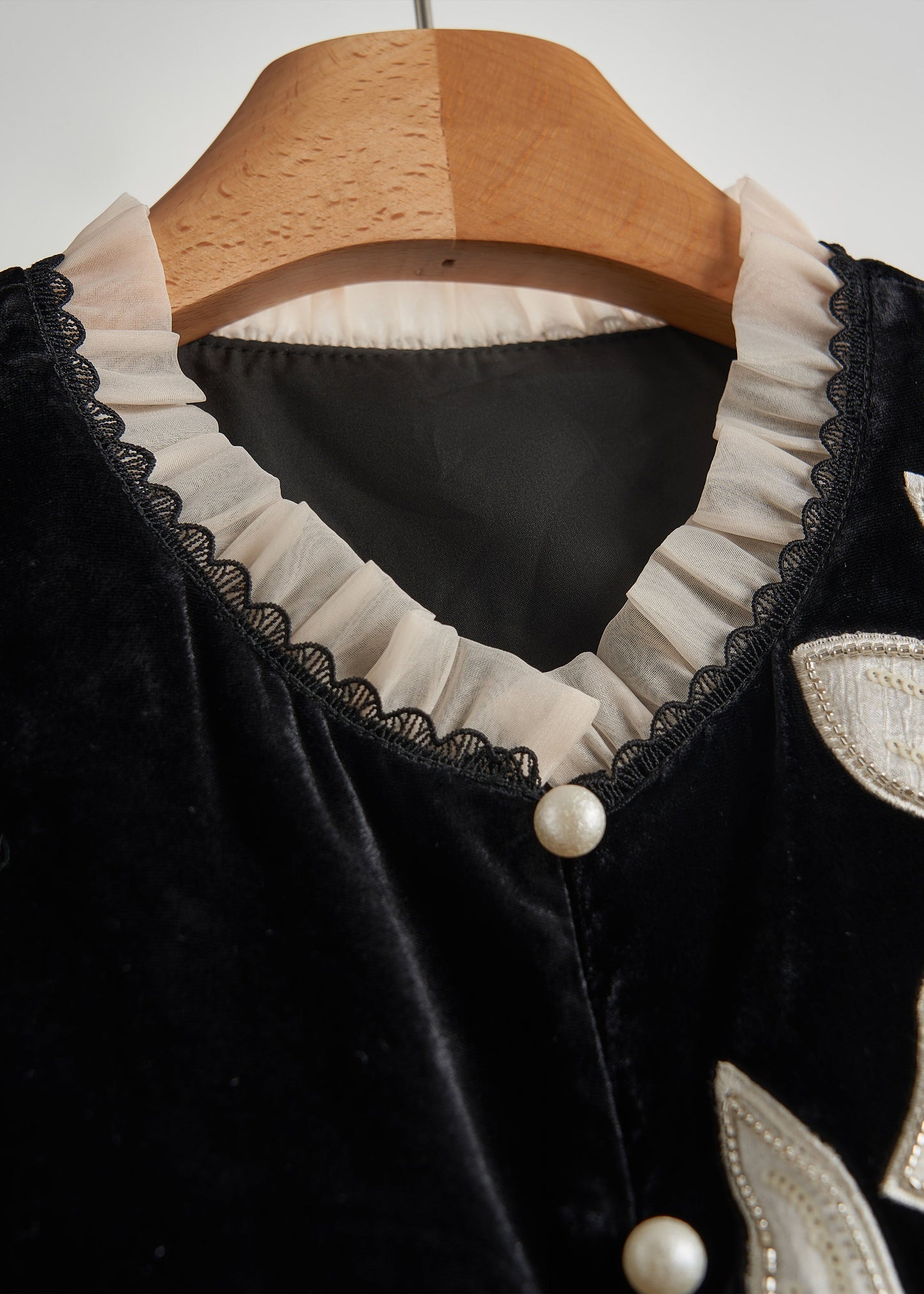 Diy Black Embroidered Organza Patchwork Silk Velour Vests Fall