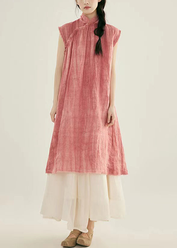Stand Collar Tasseled Cotton Two Pieces Set Summer