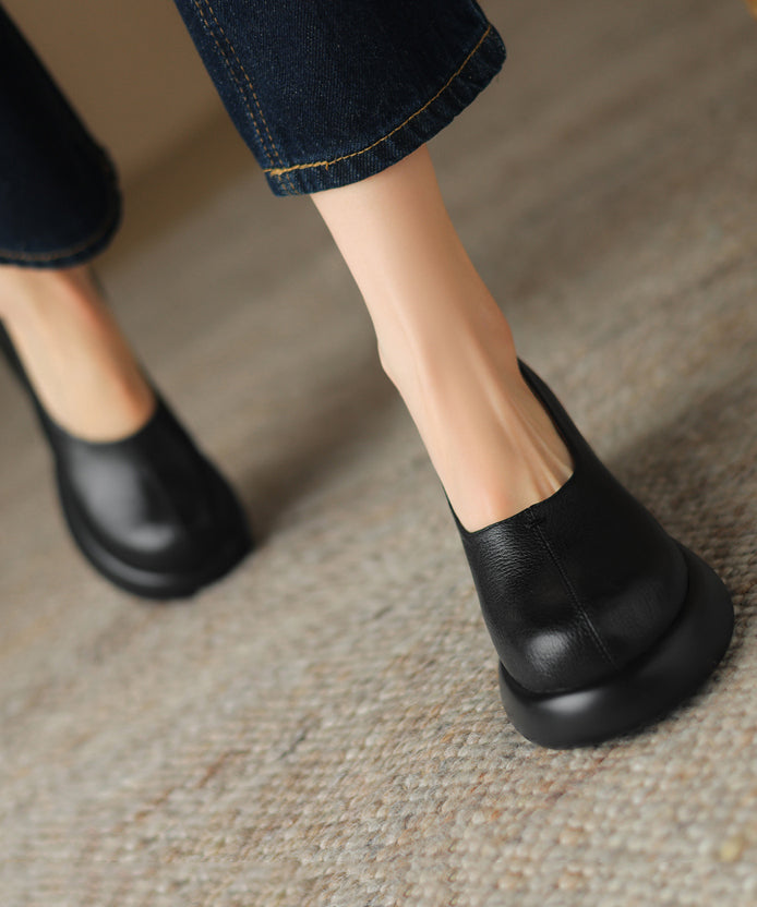 Splicing Chunky Loafers for Brown Sheepskin