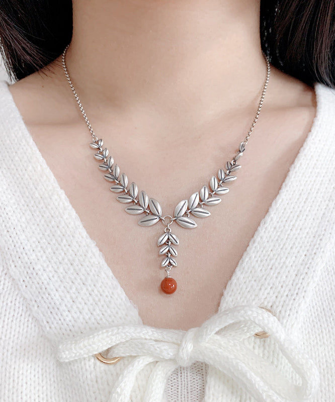 Ear of Wheat Patchwork Silver Pendant Necklace