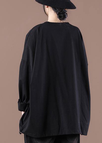 New Black O-neck Pockets Sweatshirt