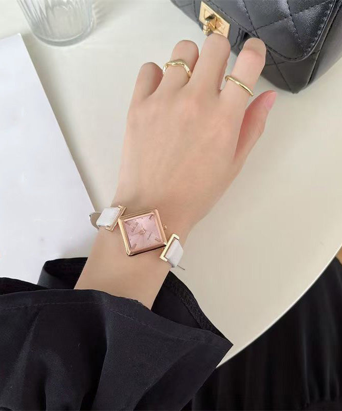 Pink Leather Diamond Shaped Watch