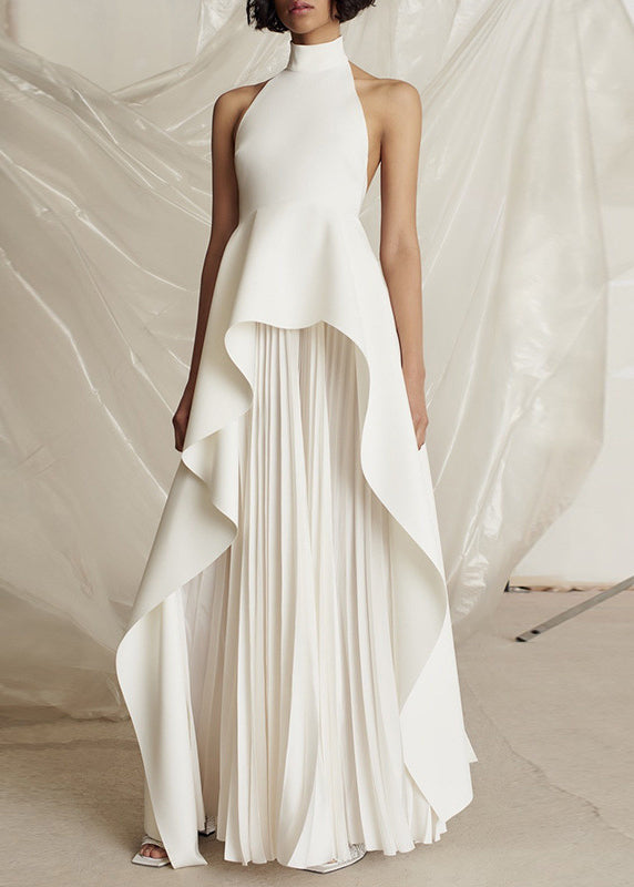 Black Turtleneck Asymmetrical Patchwork Maxi Vestidos Dresses Sleeveless Summer