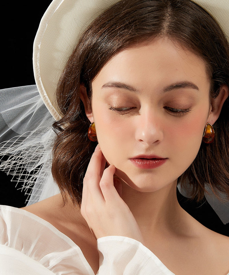 Yellow Stainless Steel Resin Hoop Earrings