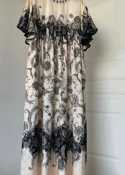 O Neck Print Cotton Long Dresses Summer