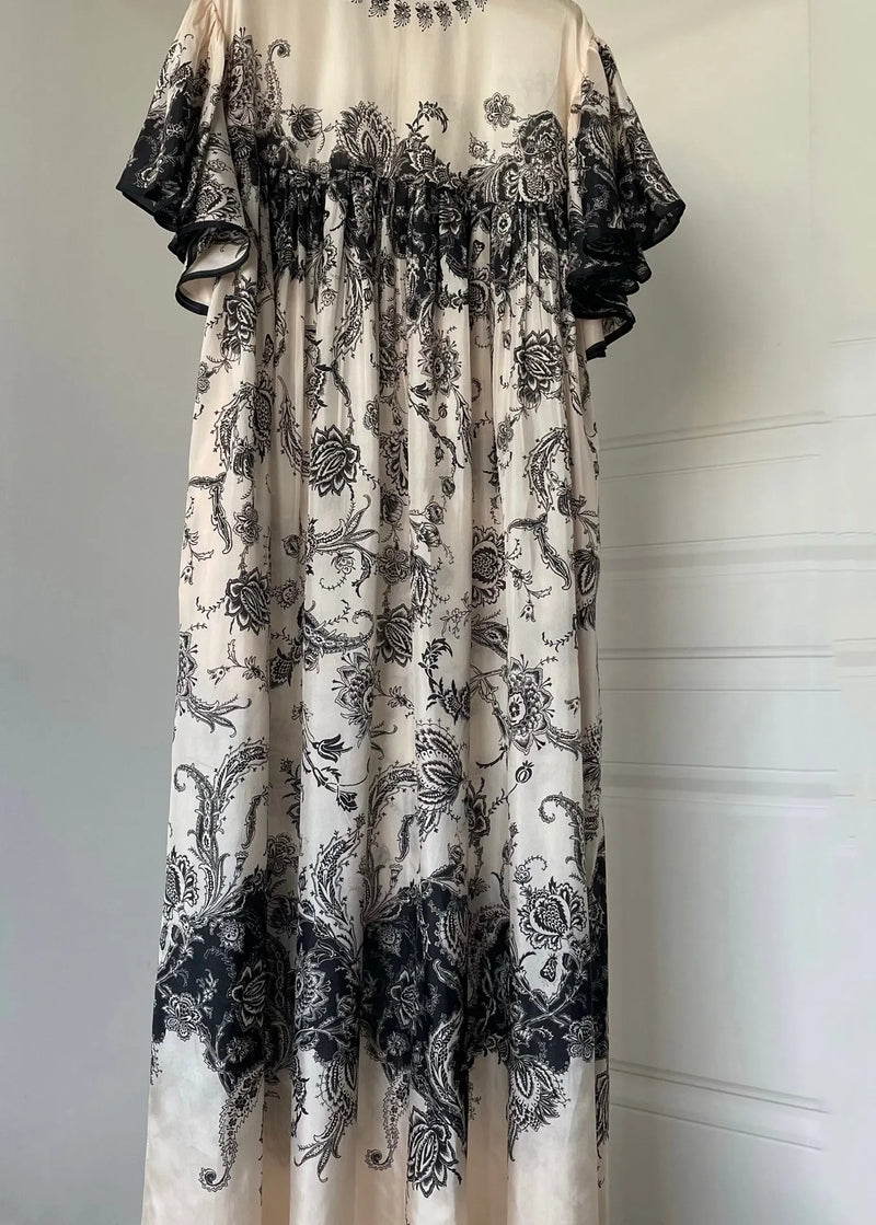 O Neck Print Cotton Long Dresses Summer