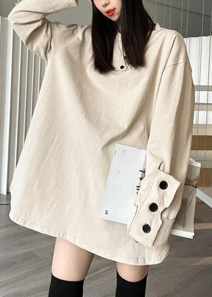 Green Patchwork Button Sweatshirts Long Sleeve