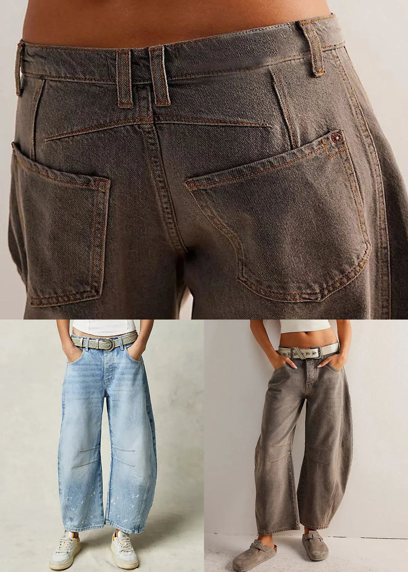 Coffee Original Design Denim Summer Crop Pants High Waist