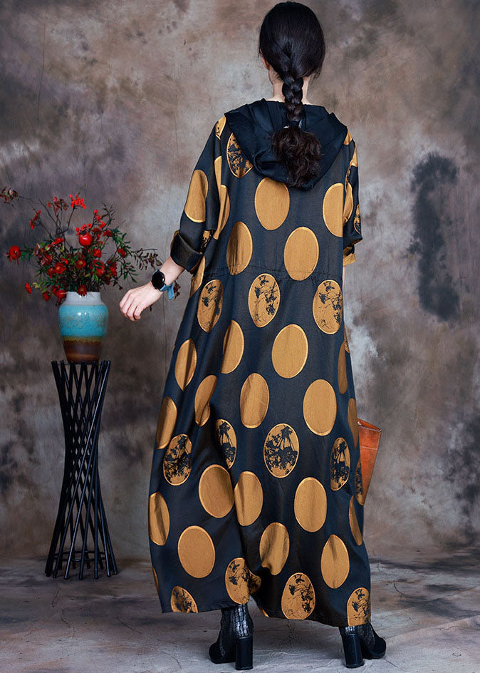 Yellow Hooded Drawstring Coat Spring