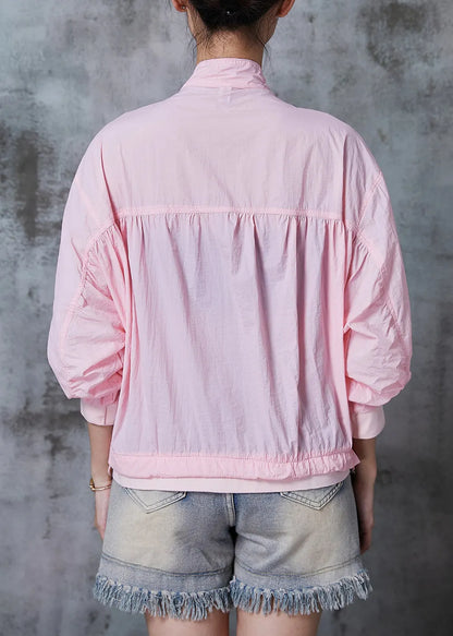 Pink Spandex Upf 50+ Coat Jacket Drawstring Summer