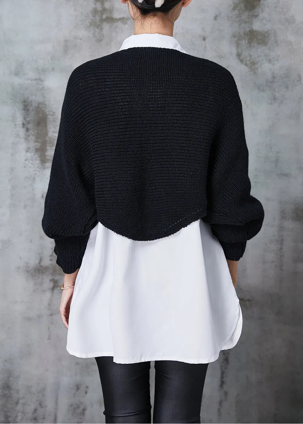 French Black Asymmetrical Design Knit Two Piece Set Clothing Spring