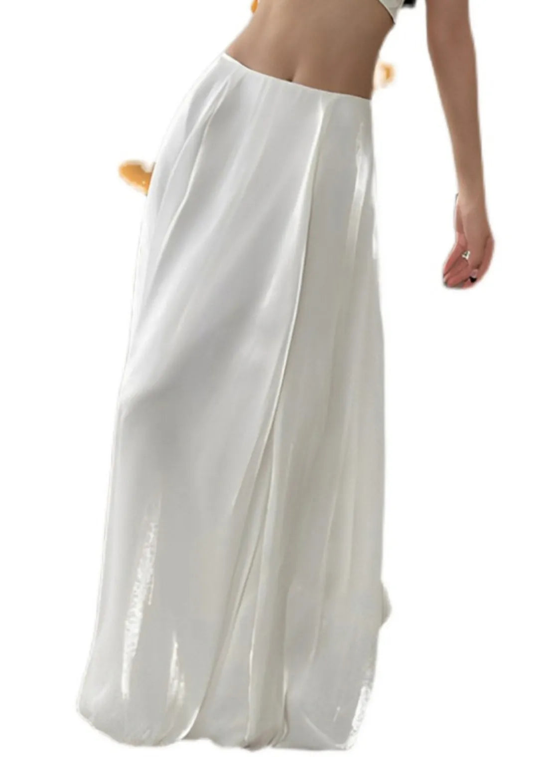 White High Waist Silk Skirts Summer