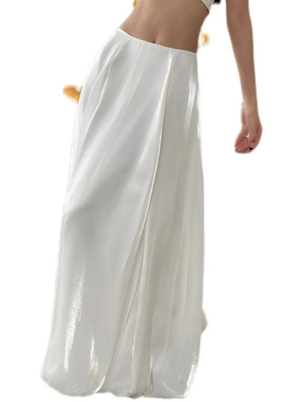 White High Waist Silk Skirts Summer