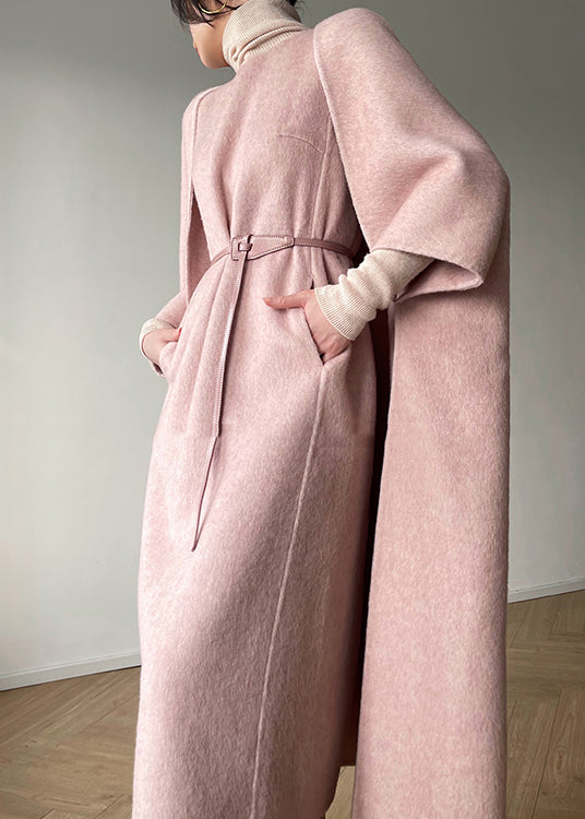 Pink O-neck Pockets Patchwork Wool Two Piece Suit Set Fall