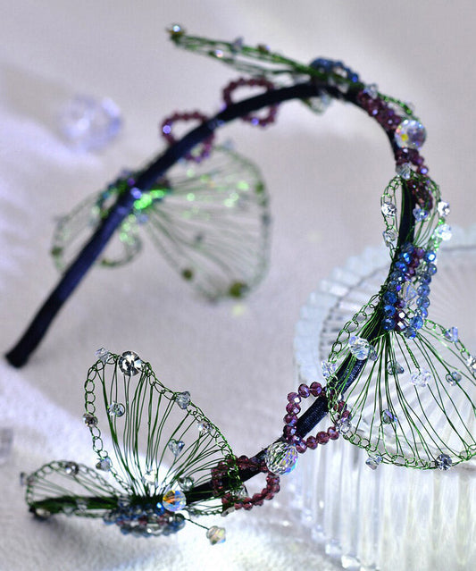 Green Acrylic Crystal Butterfly Beading Hairpiece
