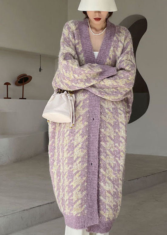 Purple Cozy Knit Cardigan Spring
