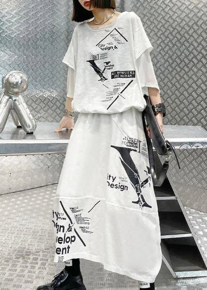 New Style Summer T-shirt Top and Skirt Two Piece Set