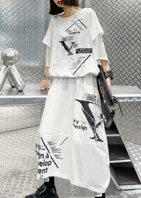 New Style Summer T-shirt Top and Skirt Two Piece Set