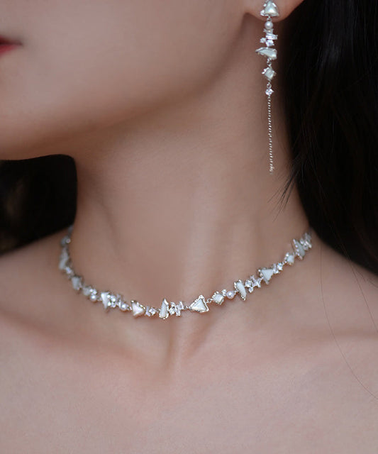 Original Design Asymmetric Pearl Silver Choker