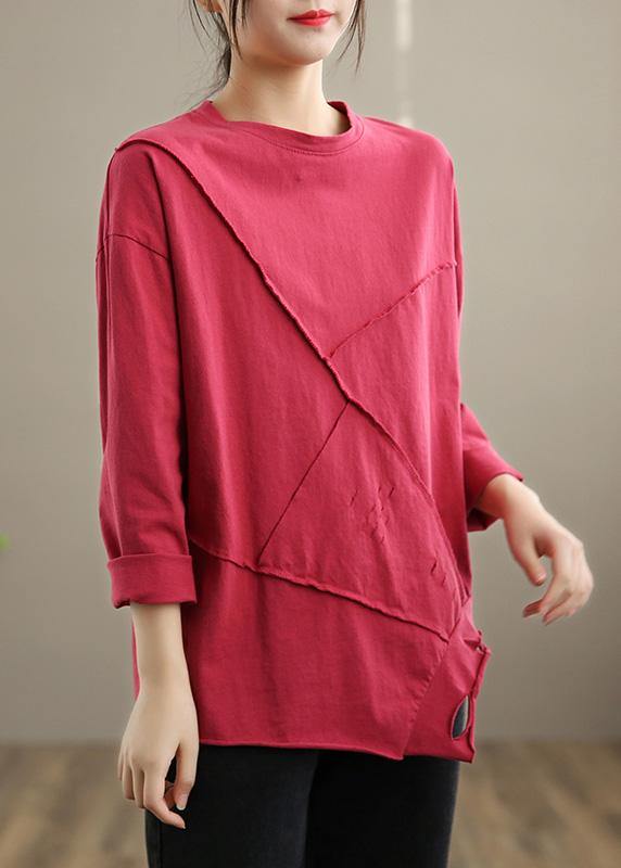 Italian O Neck Hole Spring Tops Blouses Cotton White Tops