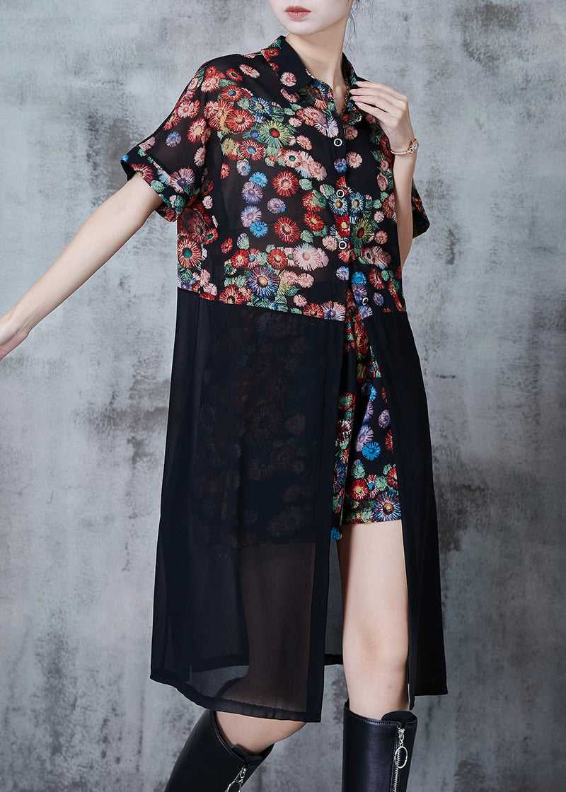 Print Patchwork Chiffon Two Piece Set Summer