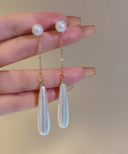 White Copper Alloy Water Drop Pearl Drop Earrings