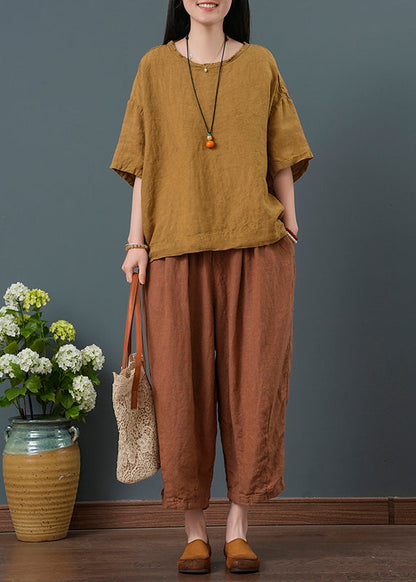 Yellow Oversized Linen Two Pieces Set Summer