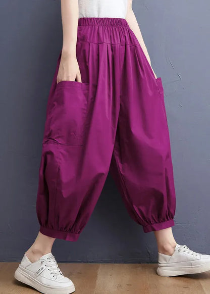 Loose Red Elastic Waist Lantern Pants Spring