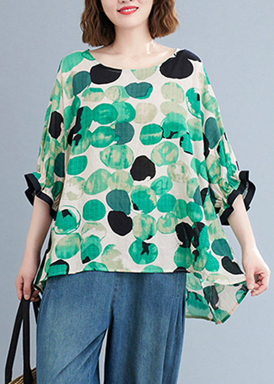 Green O-neck Cozy Top Short Sleeve