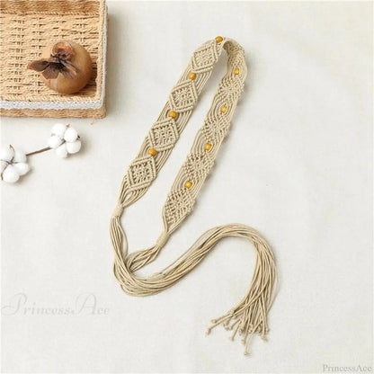 Dark Beach Plaited Waist Cord Belt