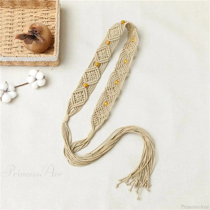 Dark Beach Plaited Waist Cord Belt