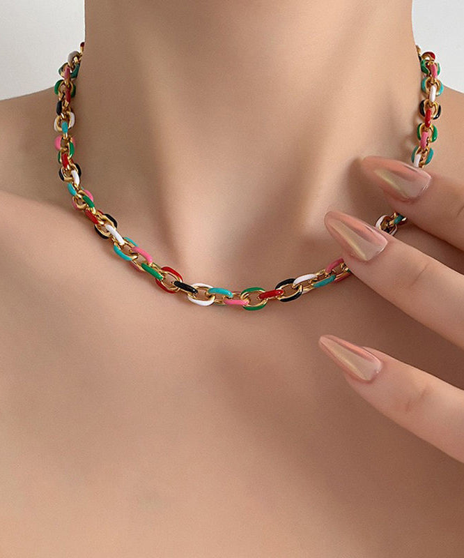 Rainbow Stainless Steel Drip Glaze Enamel Bracelet and Pendant Necklace Two Piece Set