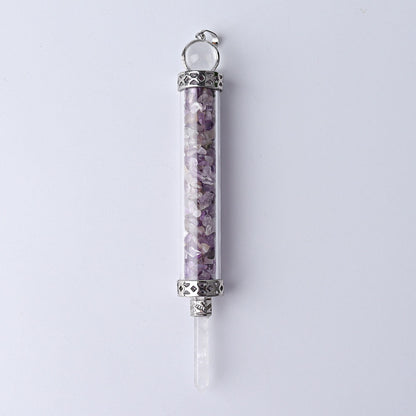 5 Inch Crystal Pendant Filled With Healing Chips
