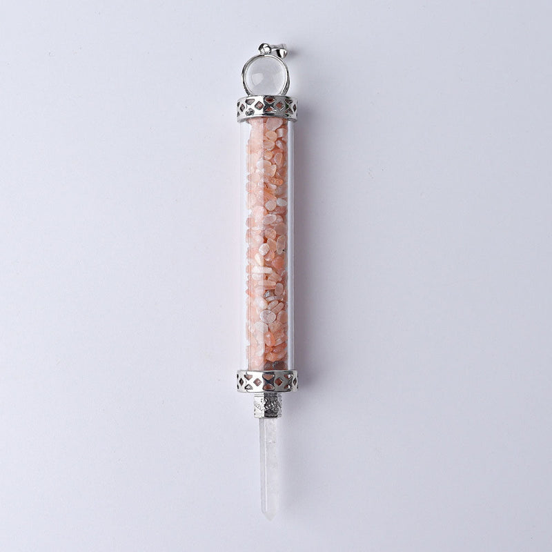 5 Inch Crystal Pendant Filled With Healing Chips
