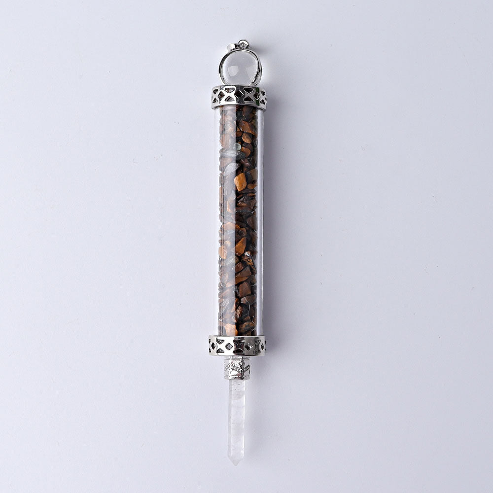 5 Inch Crystal Pendant Filled With Healing Chips