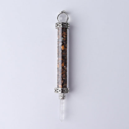 5 Inch Crystal Pendant Filled With Healing Chips