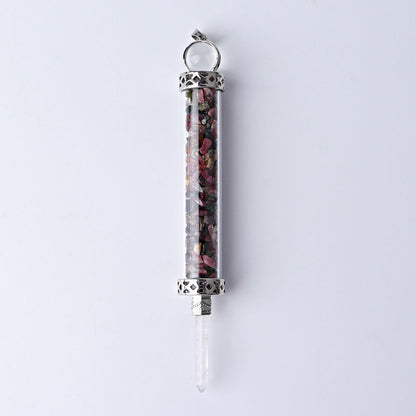 5 Inch Crystal Pendant Filled With Healing Chips