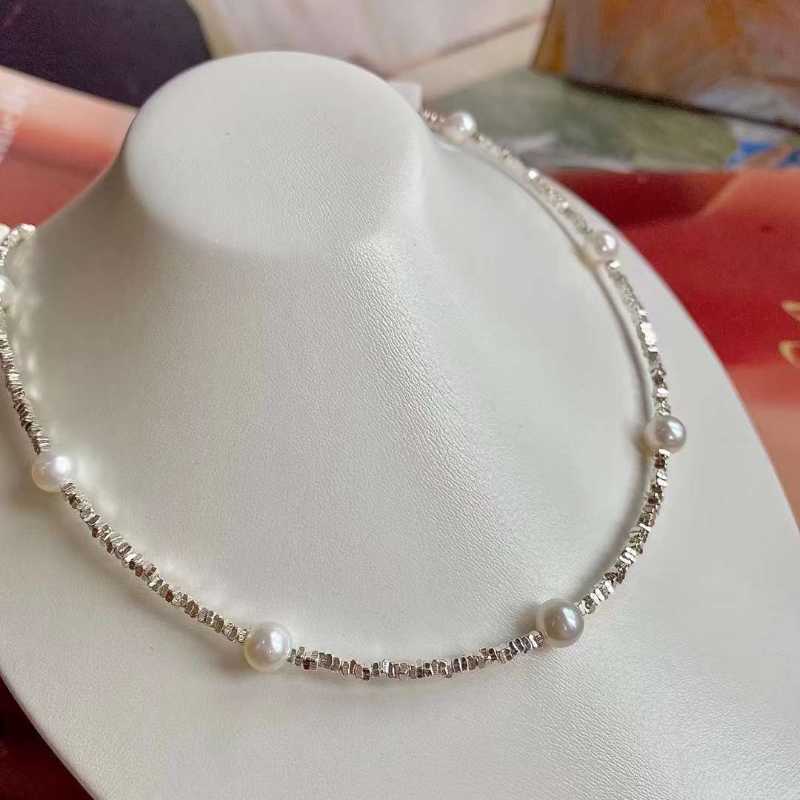 5.5～6mm Freshwater Pearl Necklace in S925 Sterling Silver