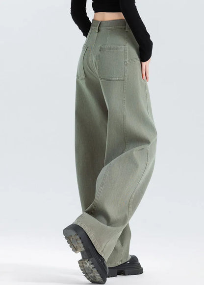 Grey Oversized Patchwork Denim Pants Spring