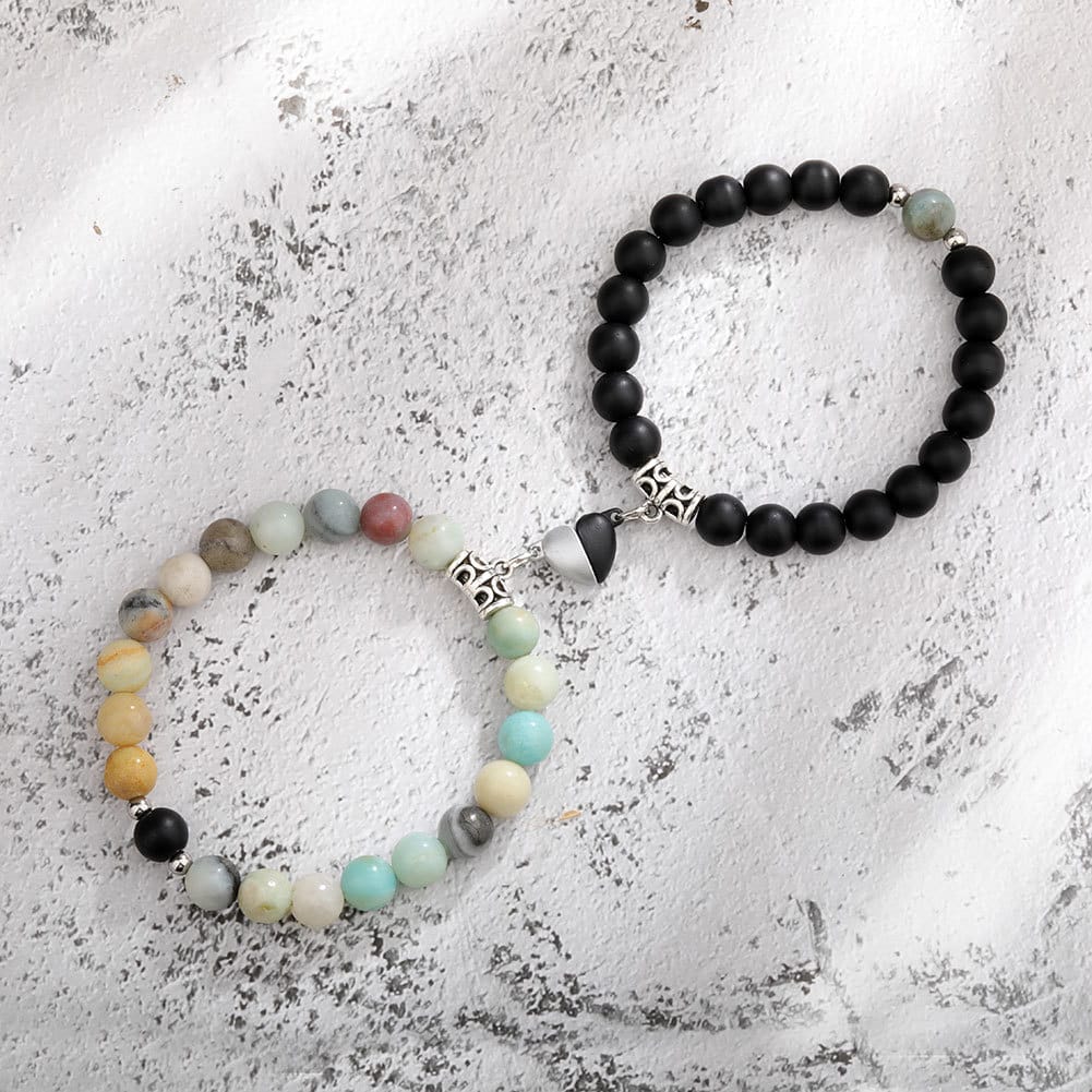 Natural Stone Couple Bracelet Crystal Set (2 Pieces)