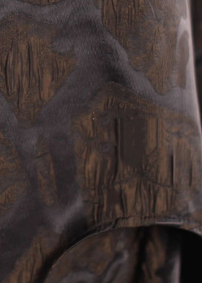 Art Chocolate Jacquard Side Open Silk 2 Piece Outfit Spring